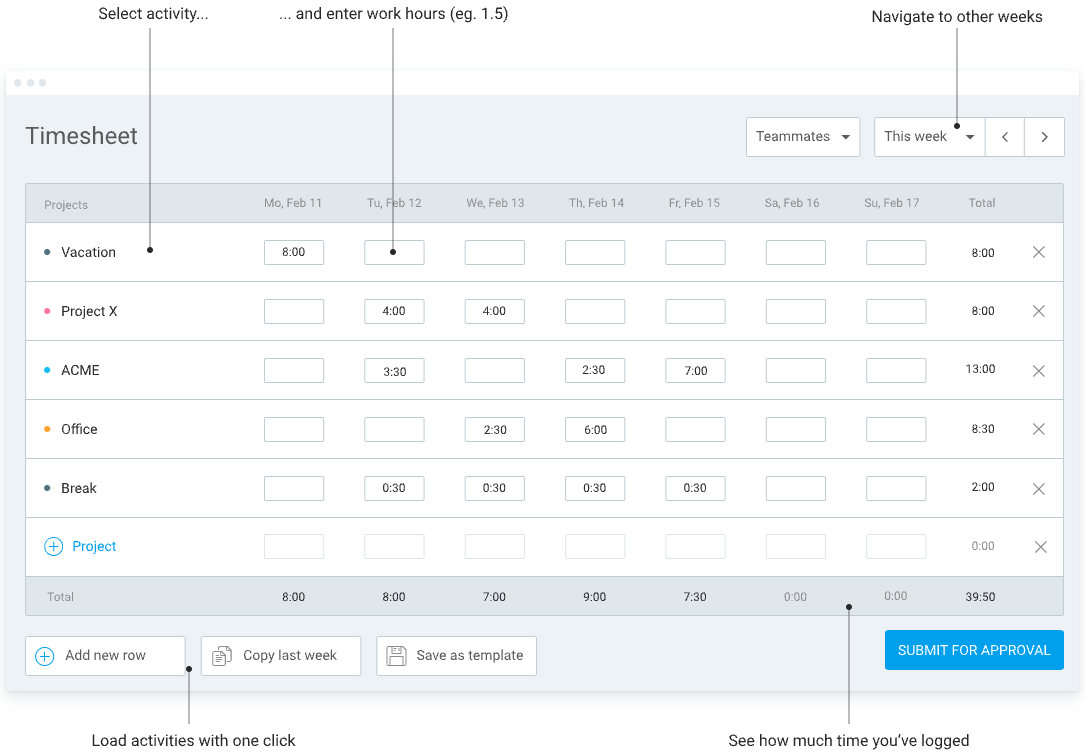 Timesheet Clockify