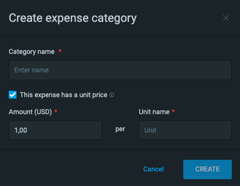 Clockify - Creating an expense category