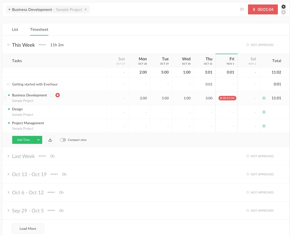 Everhour - Timesheet