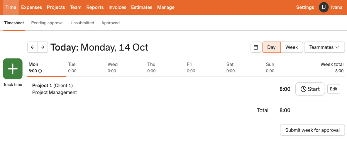 Harvest time tracking tool