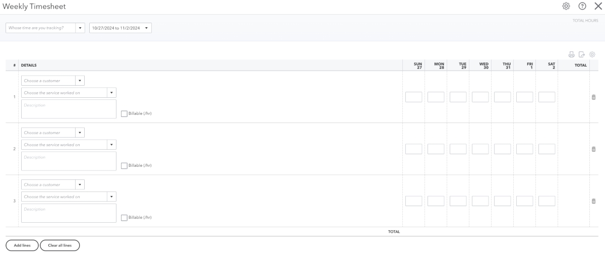 QuickBooks Online - Timesheet