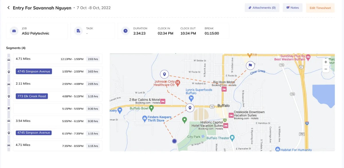 location tracking in timeero