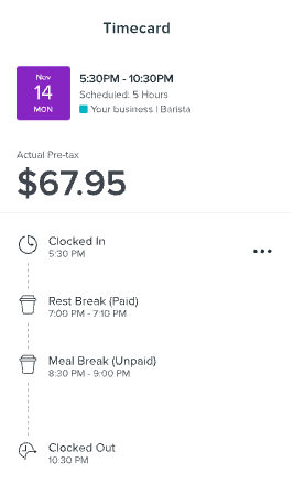 Homebase timecard