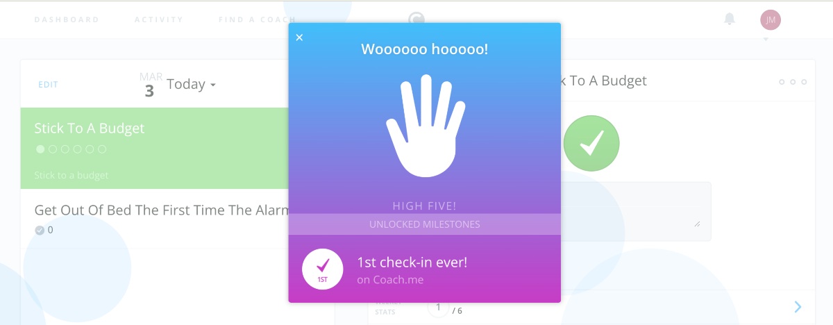 Checking in your goals in Coach.me