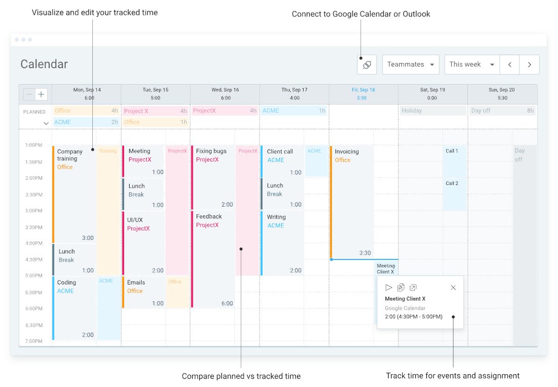 Clockify - calendar