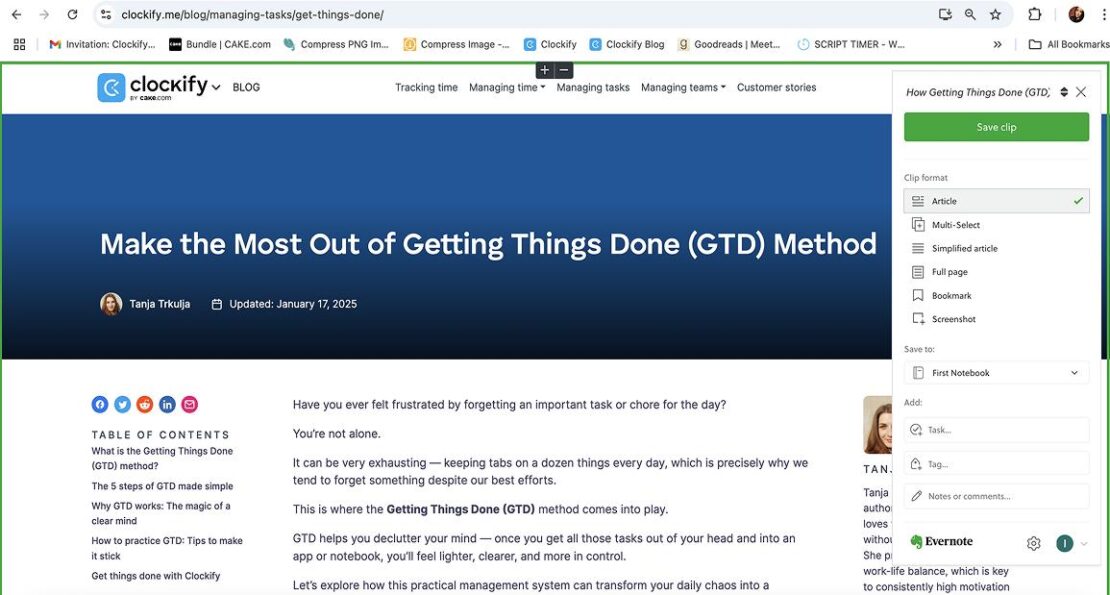 Evernote extension