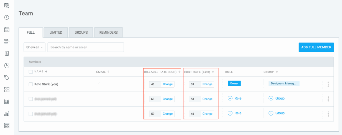 Setting billable rates in Clockify