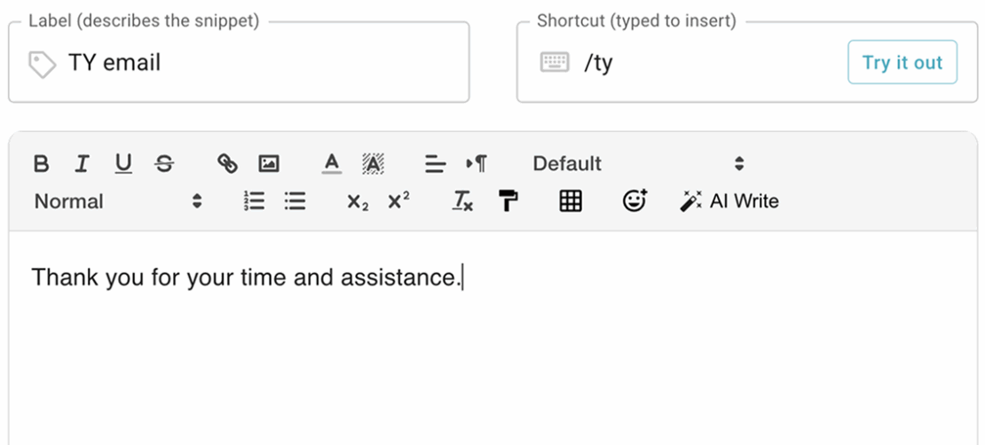 Text Blaze creating snippets