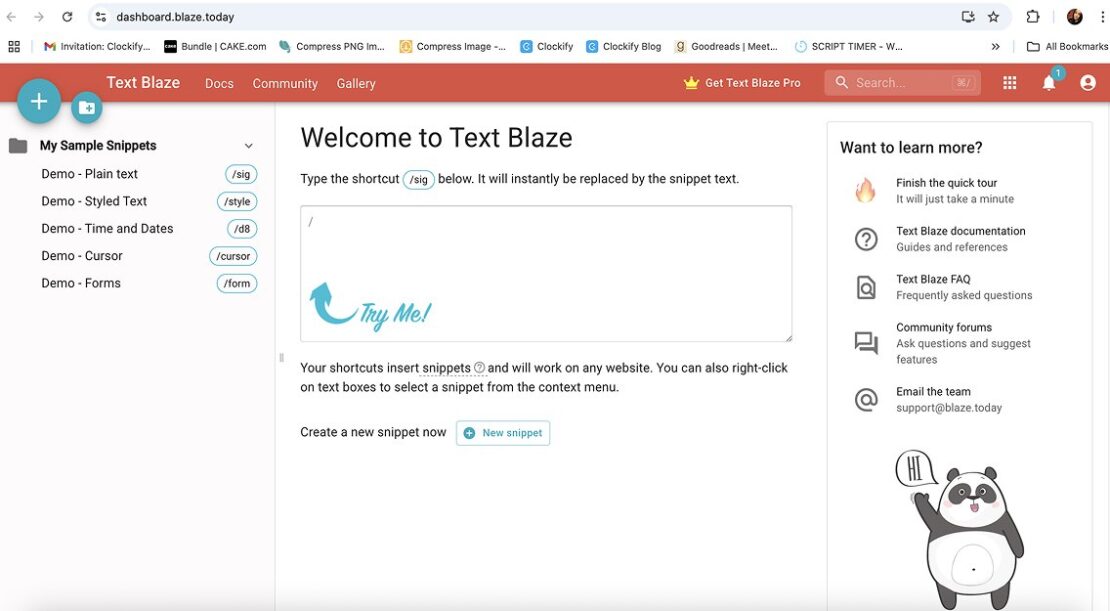 Text Blaze extension