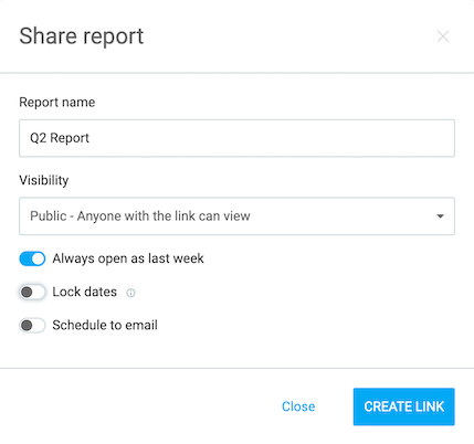 Sharing a report in Clockify