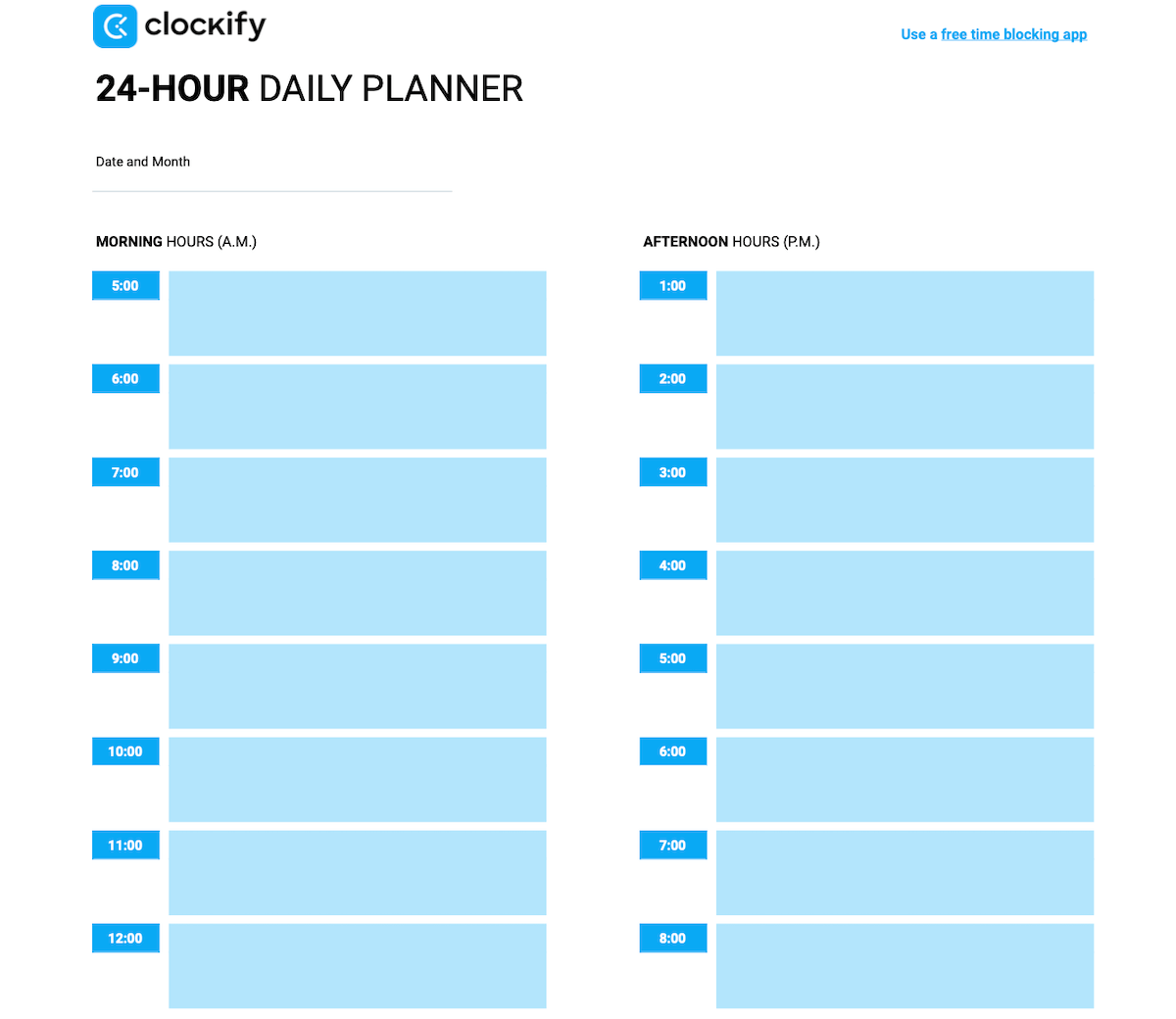 24-hour planner