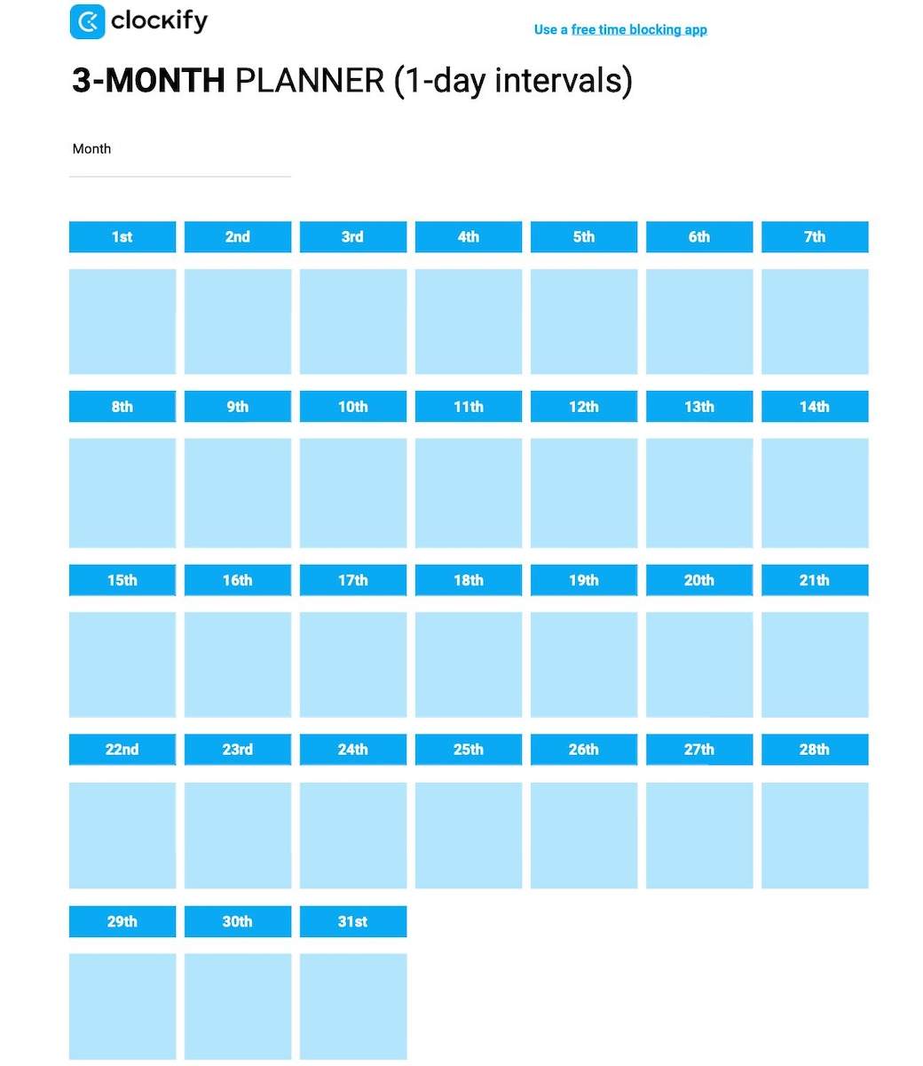 3-month planner