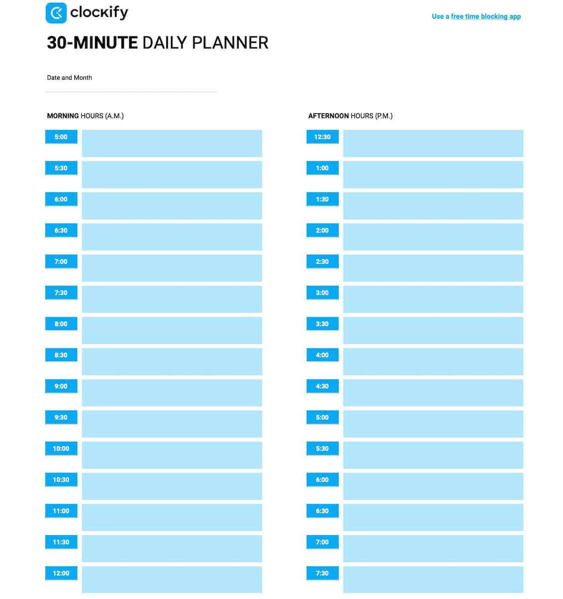 30-minute daily planner