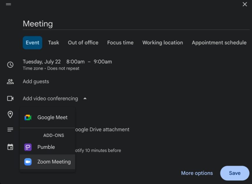 Creating Zoom meetings directly from Google Calendar