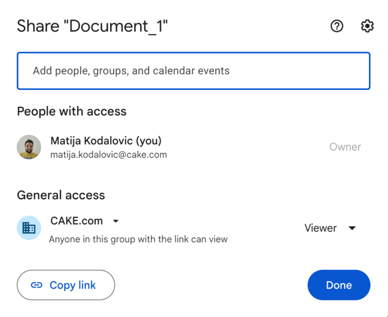 Giving file permissions to other people via Google Drive