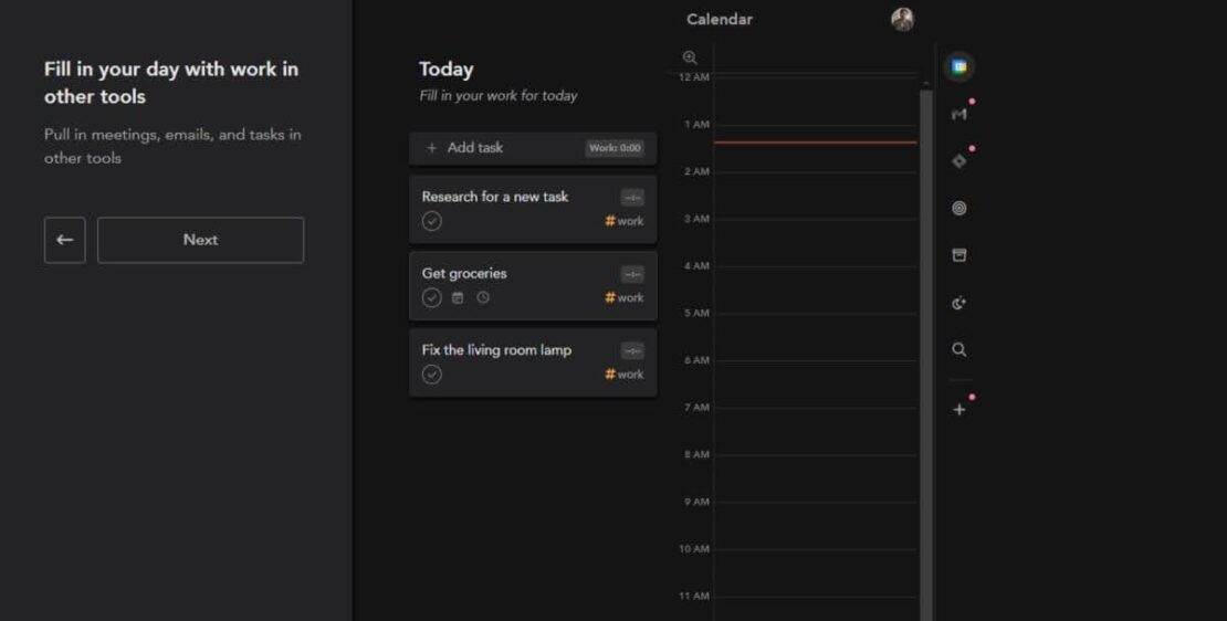 Grouping tasks and Calendar entries in Sunsama