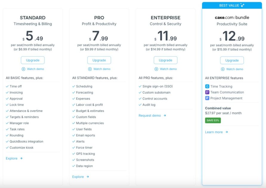 Try Clockify for free or upgrade for more features at a small premium