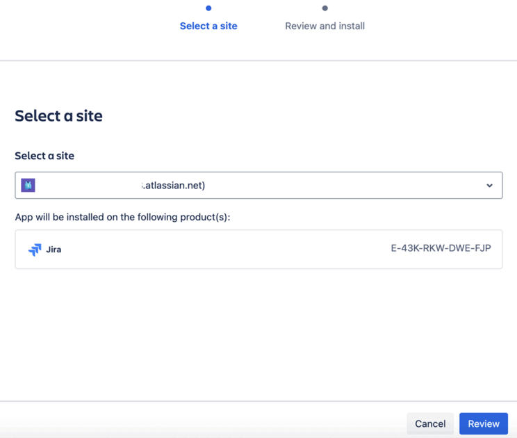 Select a site Clockify app installation