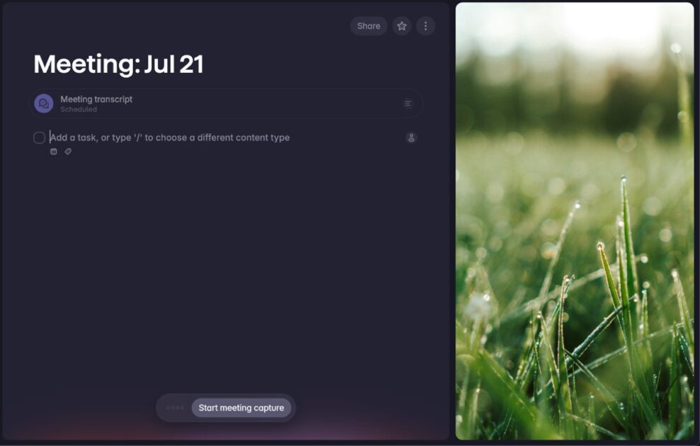 Starting meeting capture in Superlist