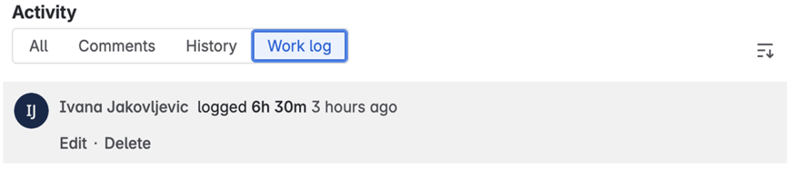 Work log in Jira