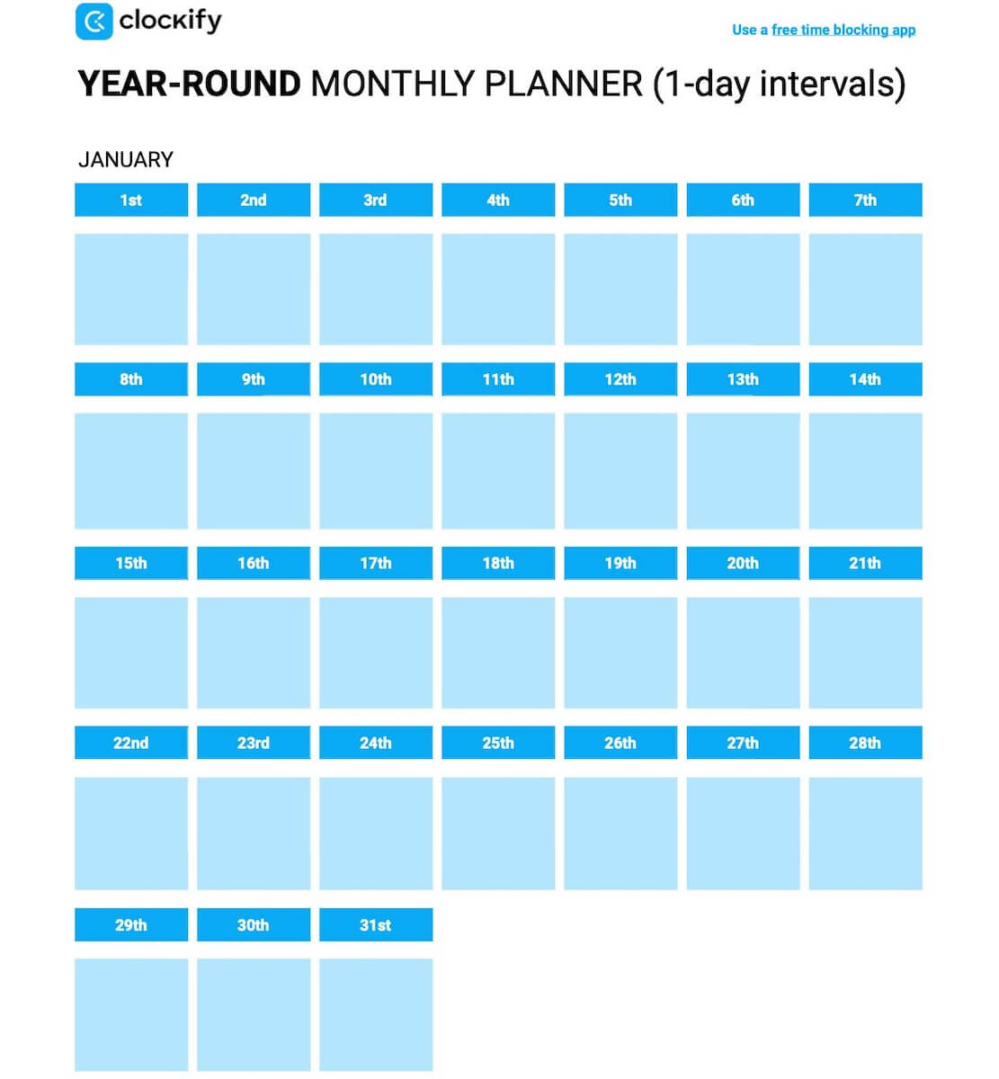 year-round monthly planner
