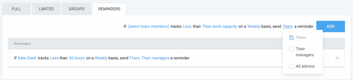 Automatic reminders in Clockify
