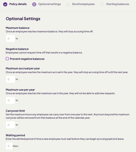 Creating a time off policy in Homebase