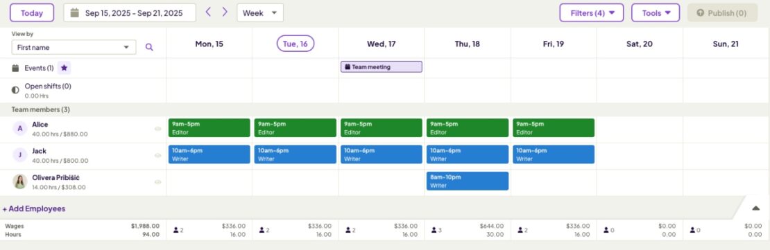 Homebase schedule