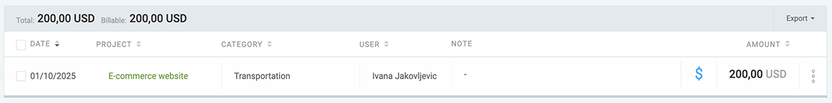 Clockify expense report