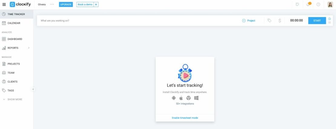 Clockify - homepage