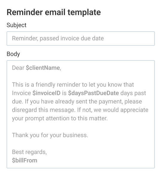 Clockify overdue reminder email template