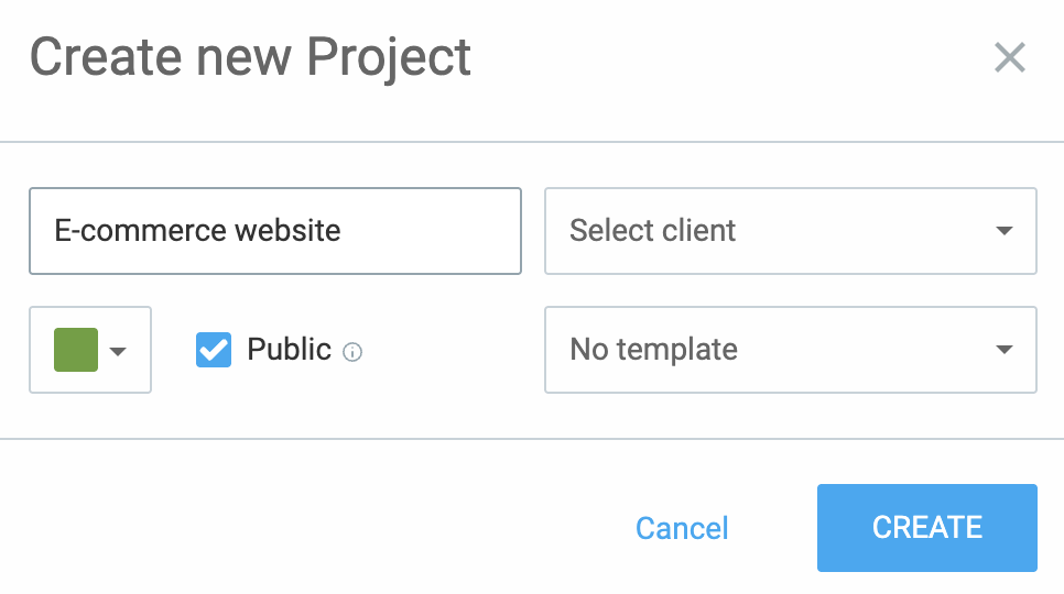Creating a new project in Clockify