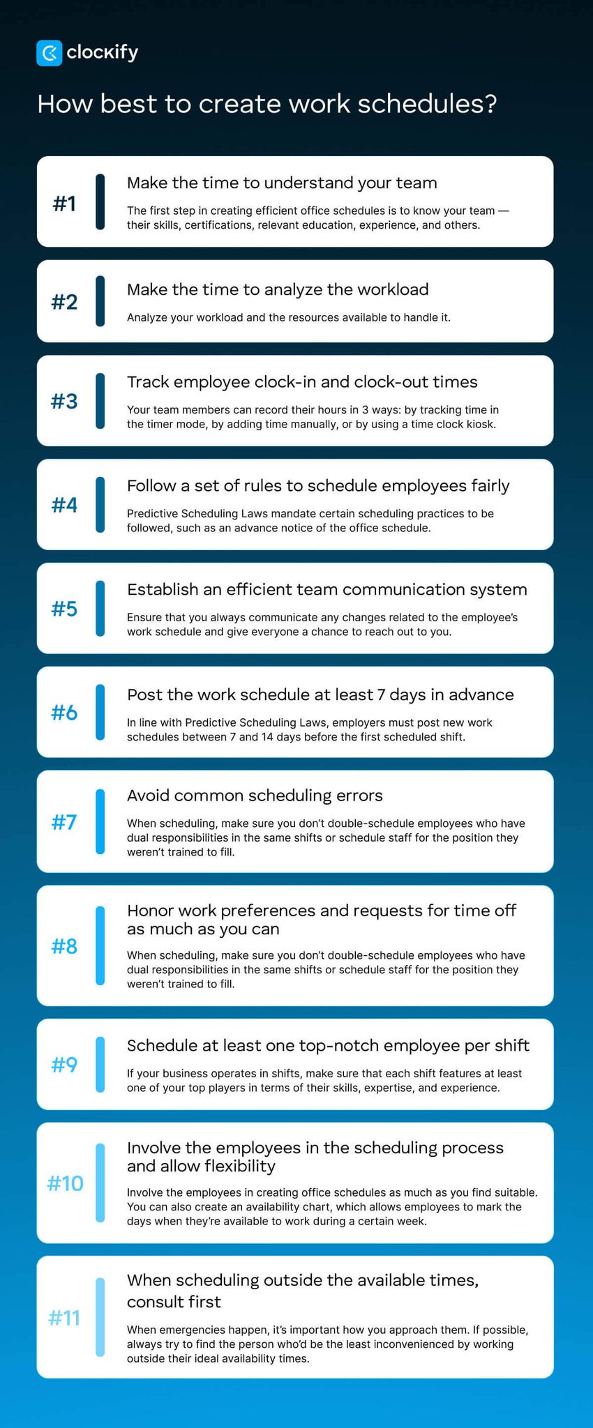 How best to create work schedules