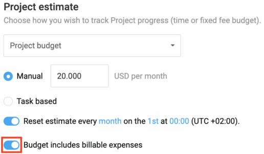 Including billable expenses in the project budget with Clockify