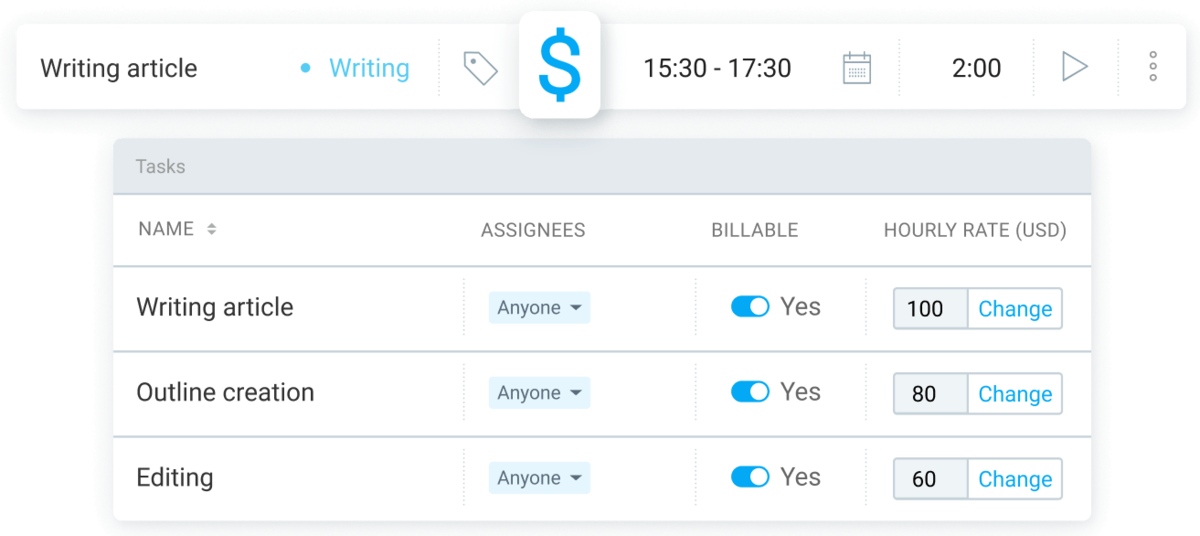 Mark billable rates in Clockify
