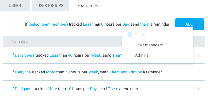 Reminders in Clockify