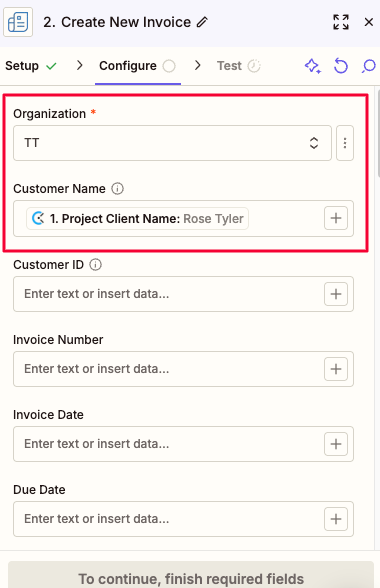 Add organization and customer name