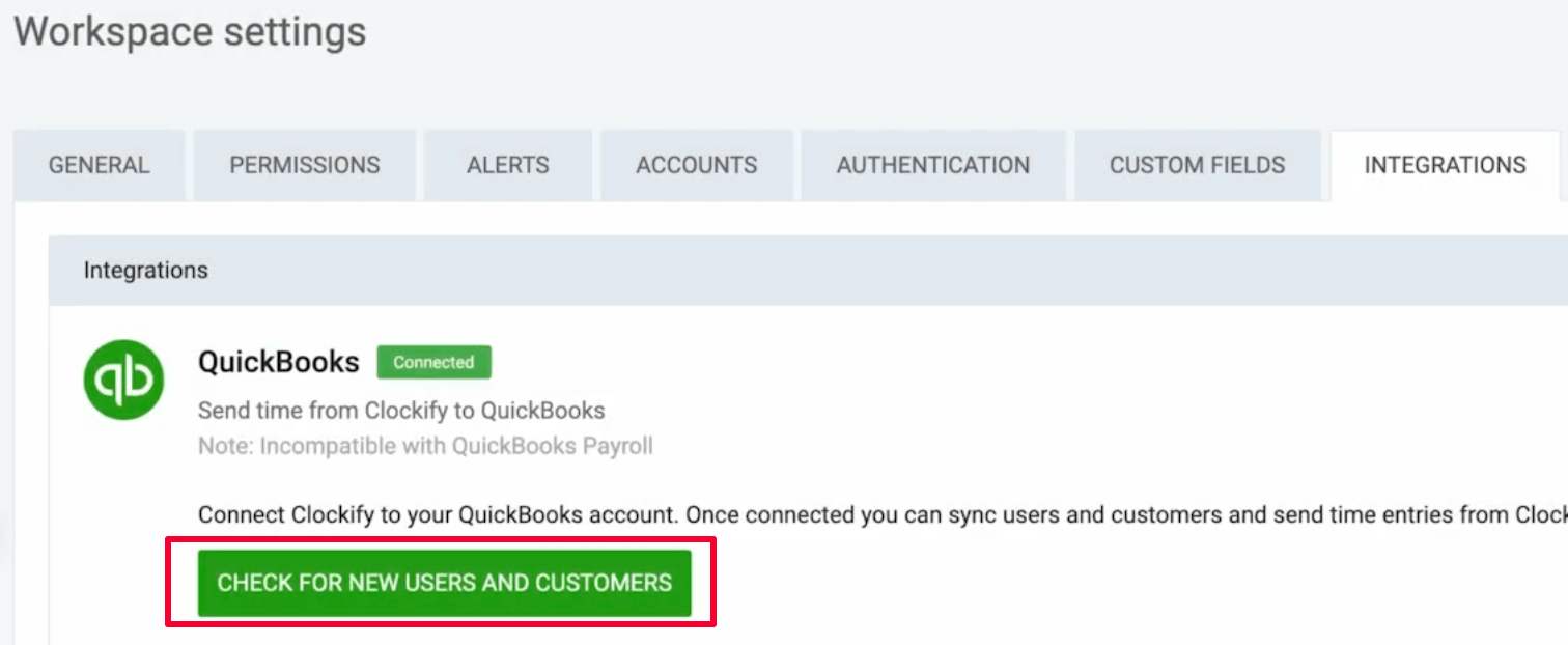 Check for new users and customers to resync Clockify and QuickBooks