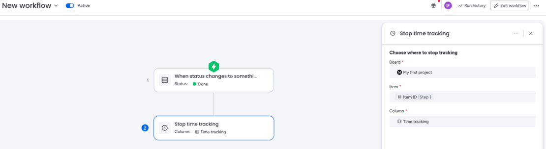 Creating a workflow in monday.com