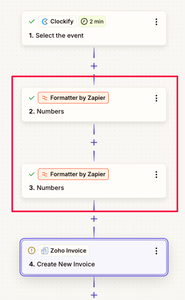 Formatter step between trigger and action events