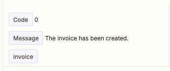 “The invoice has been created” message