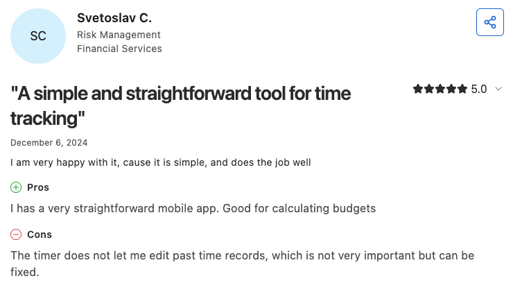 Tick user review on Capterra
