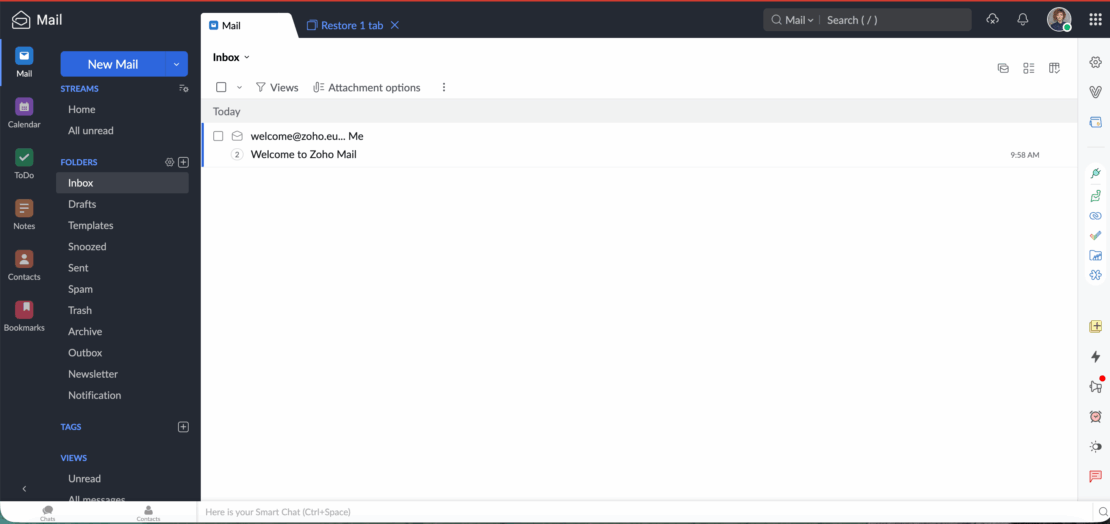 Zoho Mail homepage