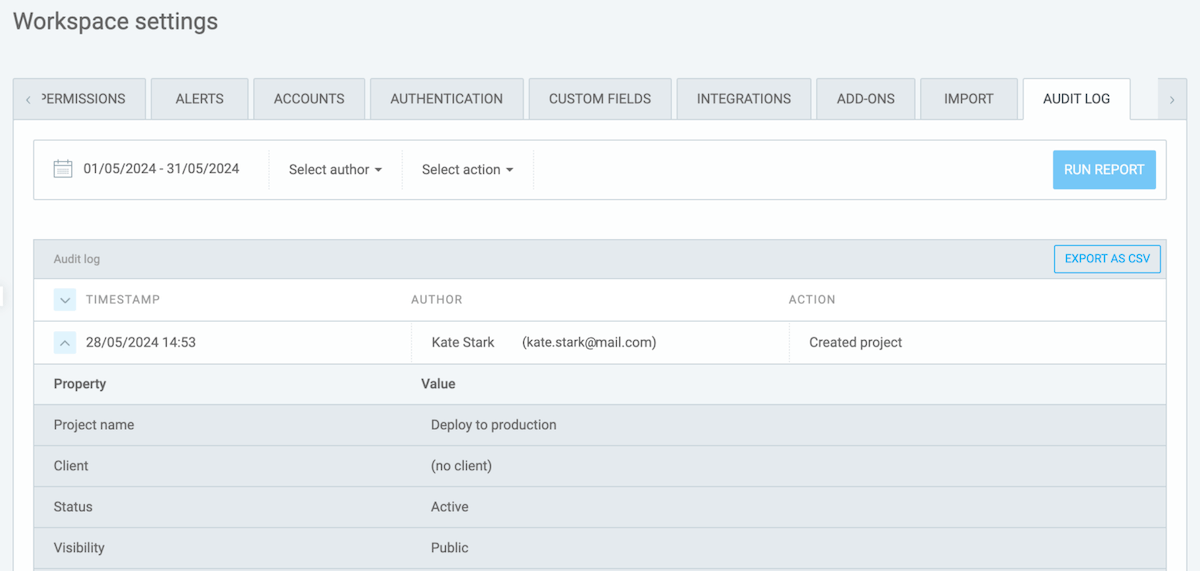 View and save audit trails with all team activities and edits