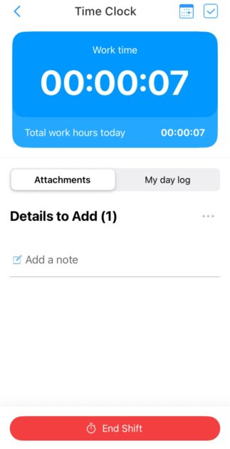 Clocking in via Connecteam’s mobile app
