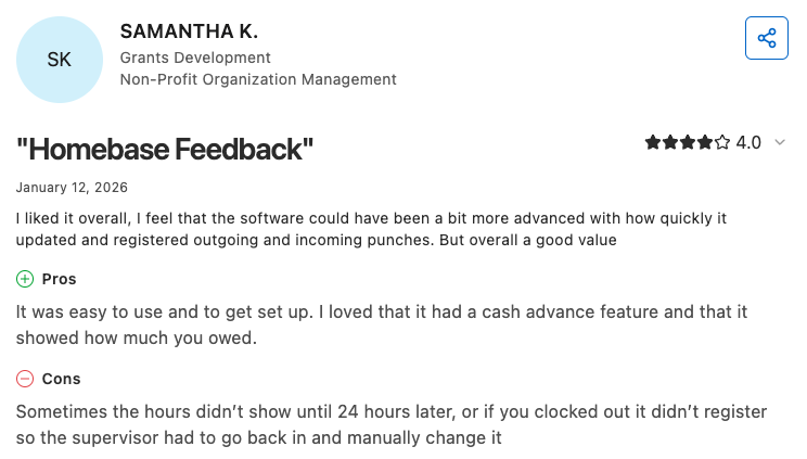 Homebase user review