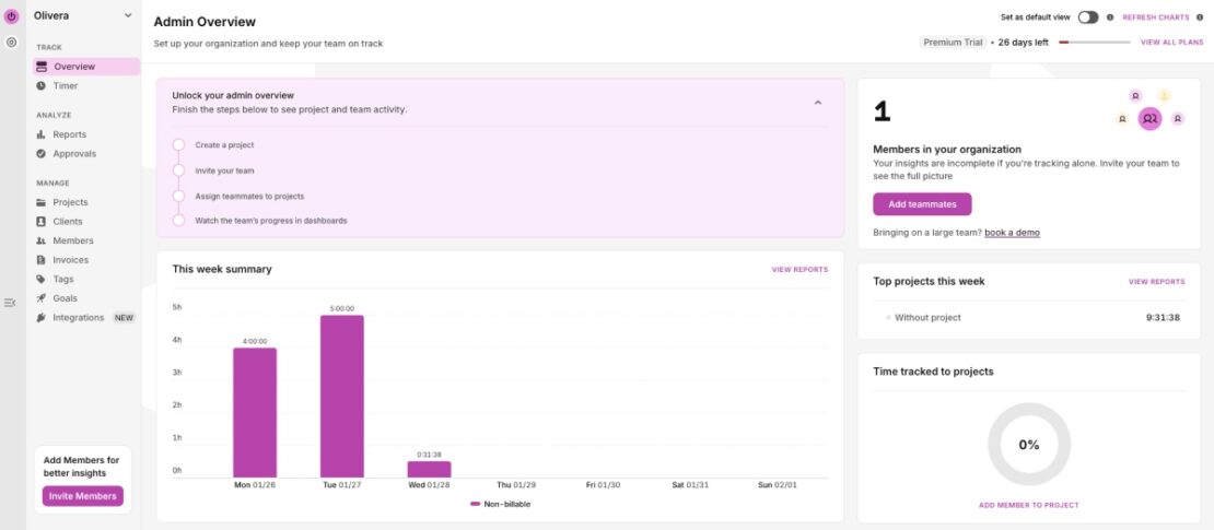 Toggl Track homepage