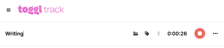Toggl Track timer