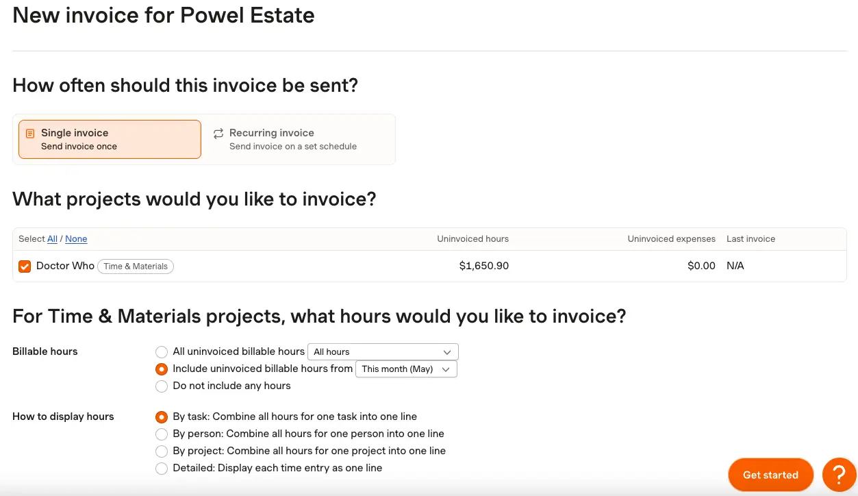 Invoicing in Harvest