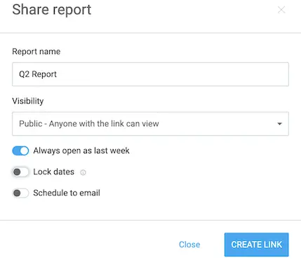 Sharing reports in Clockify